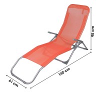 Chaise longue / bain de soleil coloris Corail 185x95x61cm