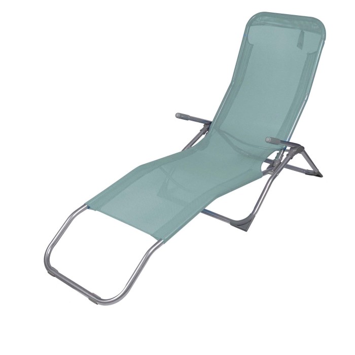 Chaise longue / bain de soleil coloris Bleu gris 185x95x61cm