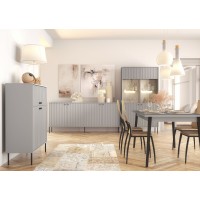 Ensemble de Meubles : Vaisselier, Buffet 4 Portes, Vitrine et Table Extensible 8 personnes - Collection ISIS