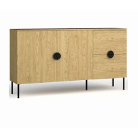 Ensemble meubles salon : Meuble TV 200 cm, table basse, buffet, chêne, collection MONDO