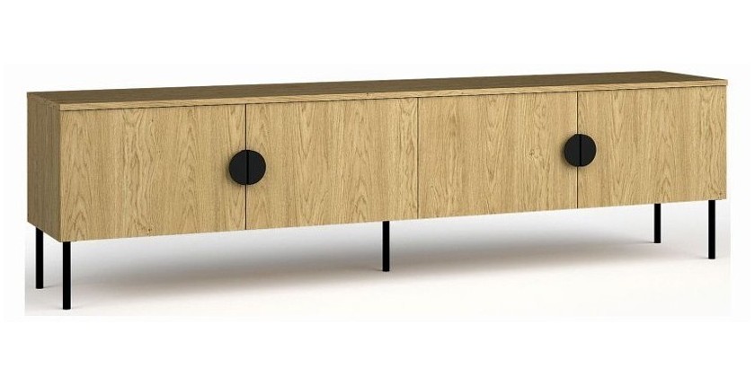 Ensemble meubles salon : Meuble TV 200 cm, table basse, buffet, chêne, collection MONDO