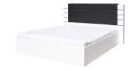 Lit LINA blanc et noir brillant 160x200 avec tête de lit en simili cuir – Sommier inclus