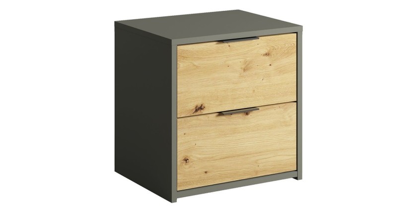 Chambre compléte design IZO : Armoire, lit 160x200, commode, chevets, chêne/gris anthracite