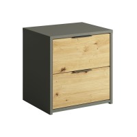 Chambre compléte design IZO : Armoire, lit 180x200, commode, chevets, chêne/gris anthracite