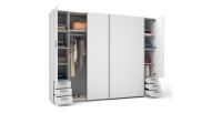 Armoire 4 Portes avec 6 Tiroirs - Blanc - Collection STAR