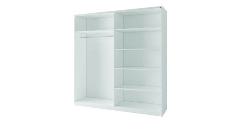 Armoire 2 portes coulissantes avec miroir - 150 cm- blanc alpin mat - collection ARSALA