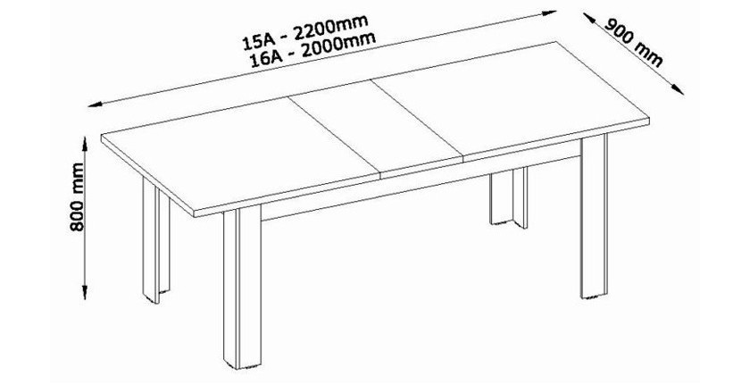 Table extensible 180-220 cm - chêne noble et noir - collection MERLIN