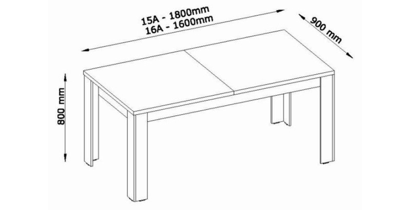 Table extensible 160+40 cm – Collection MERLIN – Coloris chêne noble et noir