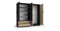 Armoire MELODY - design moderne avec miroir et multiples espaces de rangement