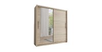 Armoire design 155cm coloris chêne clair collection OZZULA avec miroir