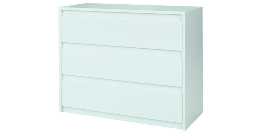 Commode 3 tiroirs - 110x87x46 cm - blanc brillant - collection VERONA