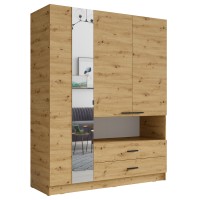 Armoire 3 portes MEIJE - Design moderne avec miroir et niche apparente