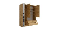 Armoire 3 portes MEIJE - Design moderne avec miroir et niche apparente