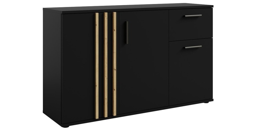 Commode VARIA - 3 portes et 1 tiroir - Design moderne coloris noir et chêne Artisan