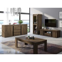 Meuble TV 160 cm - chêne noble et noir - Collection MERLIN