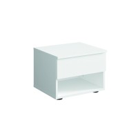 Ensemble chambre NOFI - Lit 160x200 cm avec sommier, 2 tiroirs, chevets, armoire et commode - blanc