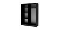 Armoire 2 portes coulissantes - Collection GOZU - Coloris gris graphite - 180 x 198 x 62 cm