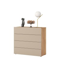 Commode 4 tiroirs VOX coloris chêne et beige