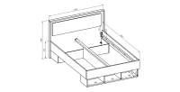 Lit 140x200 VOX avec 3 niches et 2 emplacements pour tiroirs, sans sommier