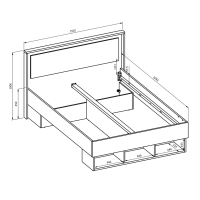 Lit 140x200 VOX avec 3 niches et 2 emplacements pour tiroirs, sans sommier