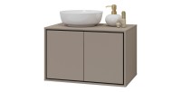 Meuble sous vasque de salle de bain 80cm avec 2 portes collection GOBI coloris marron.