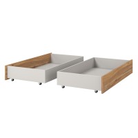 Lot de 2 tiroirs pour lit VOX coloris chêne et blanc