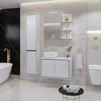 Miroir avec rangements de salle de bain GOBI coloris blanc et noir