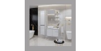 Meuble sous vasque de salle de bain 80cm avec 2 portes collection GOBI coloris blanc et noir.