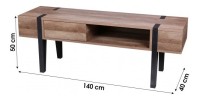 Meuble TV LOVY – Bois avec Pieds en Métal Noir, 1 Tiroir et 1 Niche