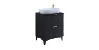 Meuble sous vasque de salle de bain 60cm avec 2 tiroirs collection CHIC coloris noir et doré