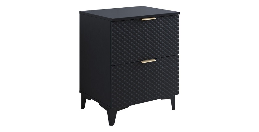 Meuble sous vasque de salle de bain 60cm avec 2 tiroirs collection CHIC coloris noir et doré