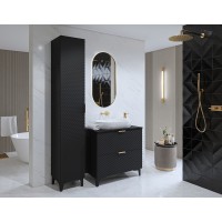 Meuble sous vasque de salle de bain 80cm avec 2 tiroirs collection CHIC coloris noir et doré