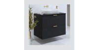 Meuble sous vasque de salle de bain 80cm avec 2 tiroirs collection CHIC coloris noir et doré