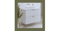 Meuble sous vasque de salle de bain 60cm avec 2 tiroirs collection CHIC coloris blanc et doré