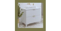 Meuble sous vasque de salle de bain 60cm avec 2 tiroirs collection CHIC coloris blanc et doré