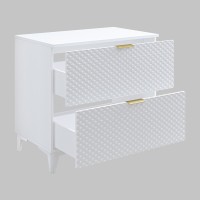 Meuble sous vasque de salle de bain 80cm avec 2 tiroirs collection CHIC coloris blanc et doré