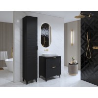 Ensemble de 2 meubles de salle de bain collection CHIC coloris noir et doré. Meuble sous vasque 60cm