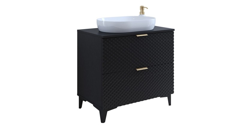 Ensemble de 2 meubles de salle de bain collection CHIC coloris noir et doré. Meuble sous vasque 80cm