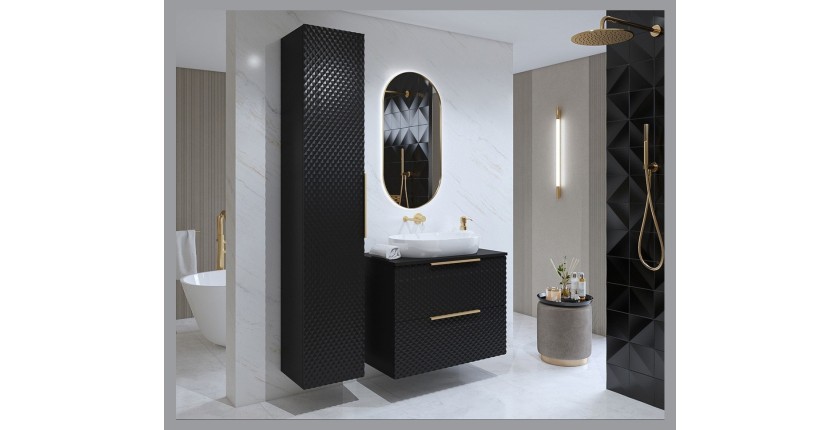 Ensemble de 2 meubles de salle de bain collection CHIC coloris noir et doré. Meuble sous vasque 80cm