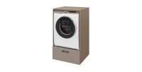 Meuble de rangement pour machine à laver collection WASHING – 1 tiroir – Taupe et chêne