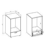 Ensemble de meuble de rangement pour machine à laver collection WASHING – Meuble bas et meuble haut – Taupe et chêne