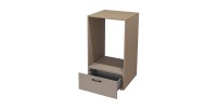 Ensemble de meuble de rangement pour machine à laver collection WASHING – Meuble bas et meuble haut – Taupe et chêne