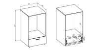 Ensemble de meuble de rangement pour machine à laver et sèche-linge collection WASHING – Taupe et chêne