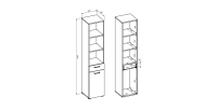 Meuble de rangement haut collection WASHING – 1 tiroir, 1 porte et 1 panier – Taupe et chêne