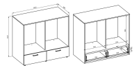 Meuble de rangement pour machine à laver et sèche-linge collection WASHING – 2 tiroirs – Taupe et chêne