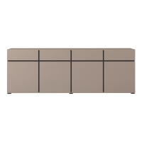 Buffet XL coloris beige et noir 225cm collection HAVANA. Bahut  design avec 4 portes et 4 tiroirs.