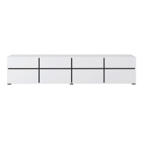 Meuble TV XL coloris blanc et noir 225cm collection HAVANA. Meuble design avec 4 portes et 4 tiroirs.