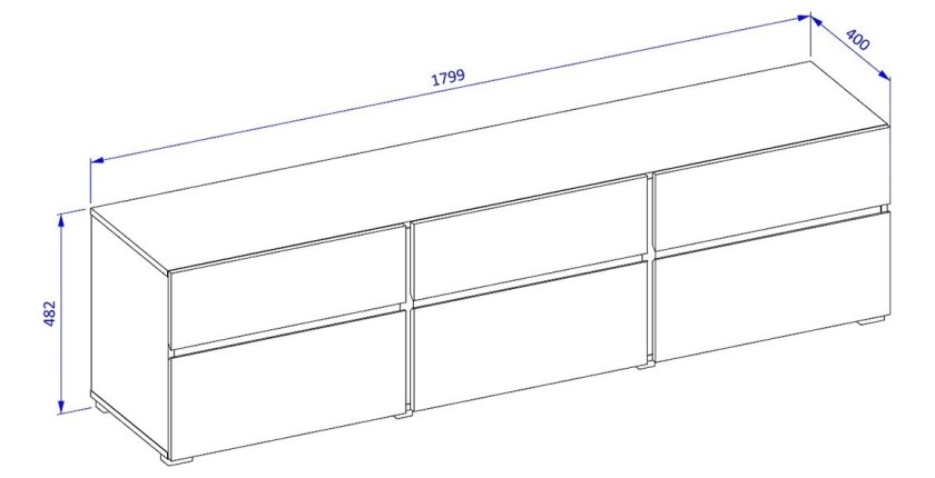 Meuble TV 180cm coloris blanc et noir collection HAVANA. Meuble design avec 3 portes et 3 tiroirs.