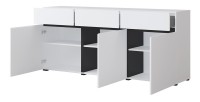 Buffet coloris blanc et noir 180cm collection HAVANA. Bahut  design avec 3 portes et 3 tiroirs.