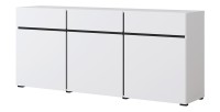 Buffet coloris blanc et noir 180cm collection HAVANA. Bahut  design avec 3 portes et 3 tiroirs.